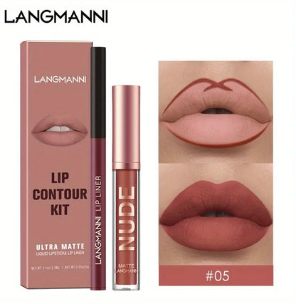 Kit Batom e Lápis Retrátil Langmanni ultra matte