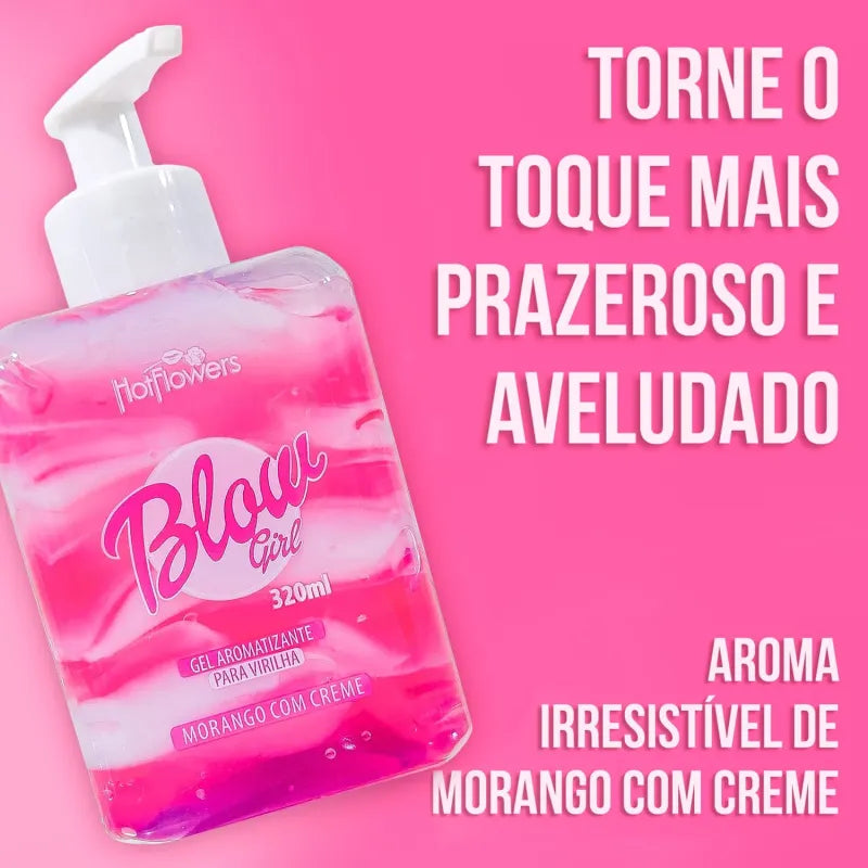 Blow Girl Hidratante Aveludado Beijável para Região Pélvica e Virilha Morango com Creme - 320ml