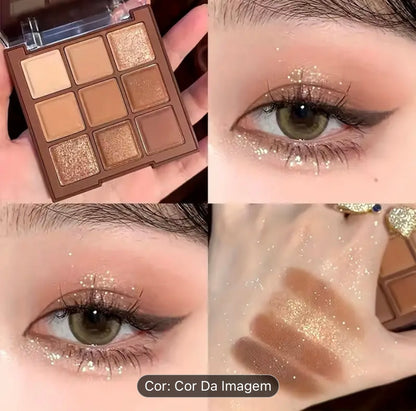 Paleta de sombras com 9 tons chocolate MSMEESHU