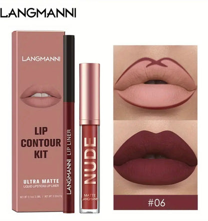 Kit Batom e Lápis Retrátil Langmanni ultra matte