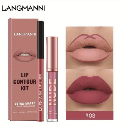 Kit Batom e Lápis Retrátil Langmanni ultra matte