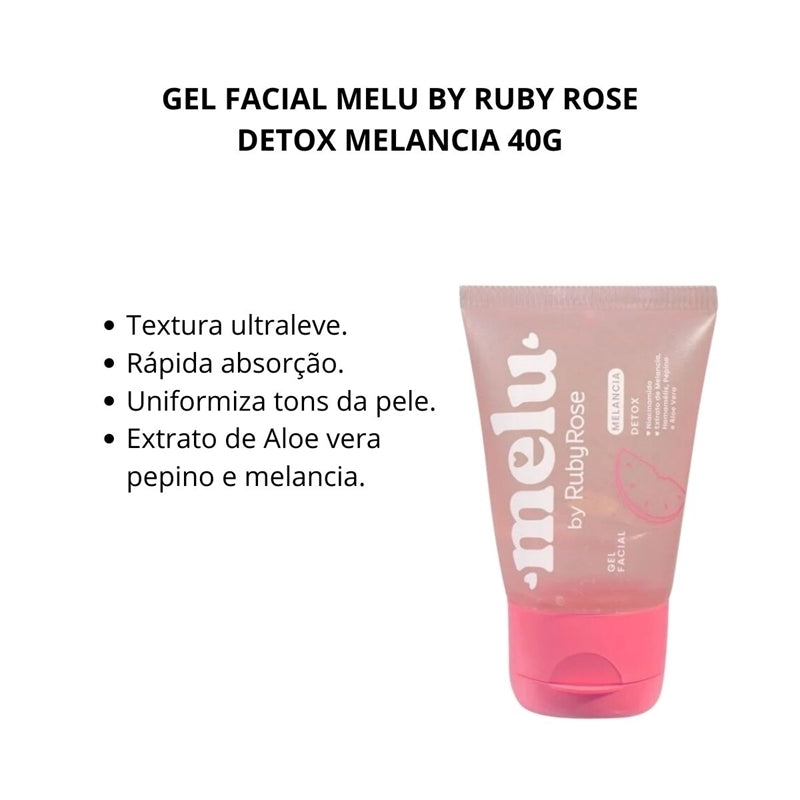 Gel Creme Facial Detox Melância  Melu by Ruby Rose - 40g