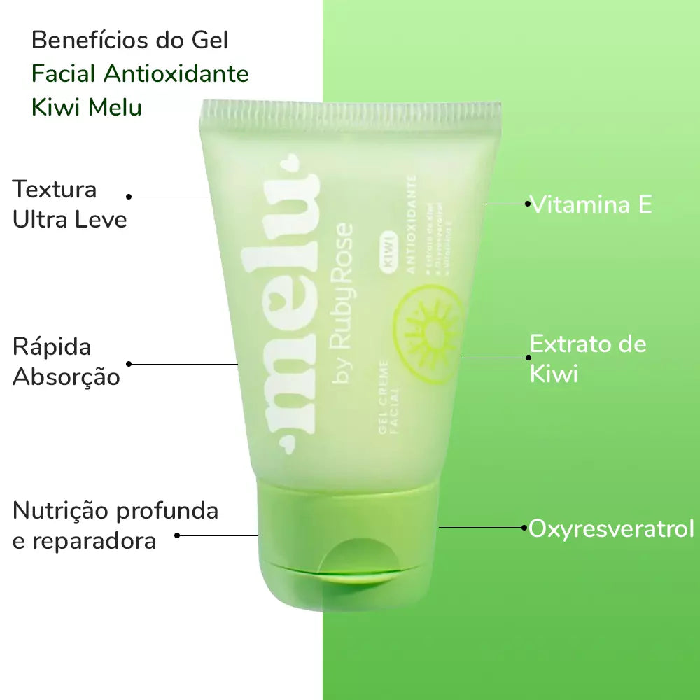 Gel Creme Facial Antioxidante Kiwi Melu by Ruby Rose - 40g